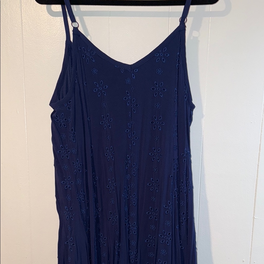 Navy Maxi Challis Trapeze Dress